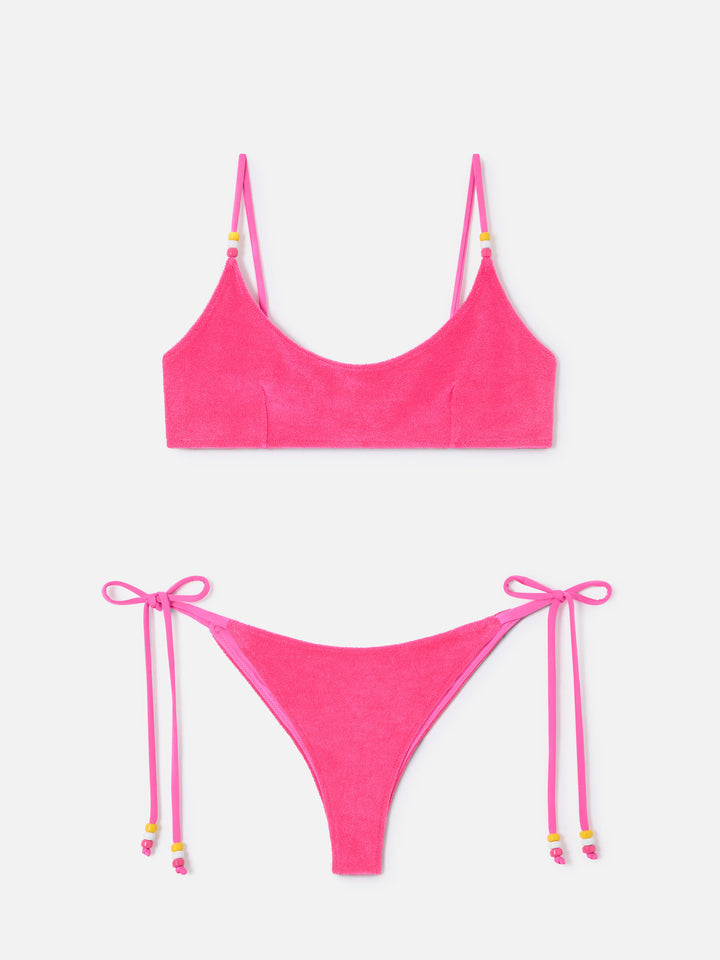Bikini Judy Marielle bralette in tessuto effetto spugna fucsia