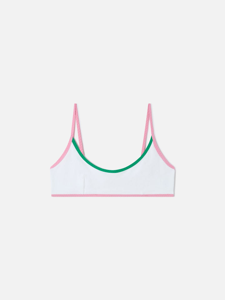 Top bikini Judy String bralette bianco in spugna con piping