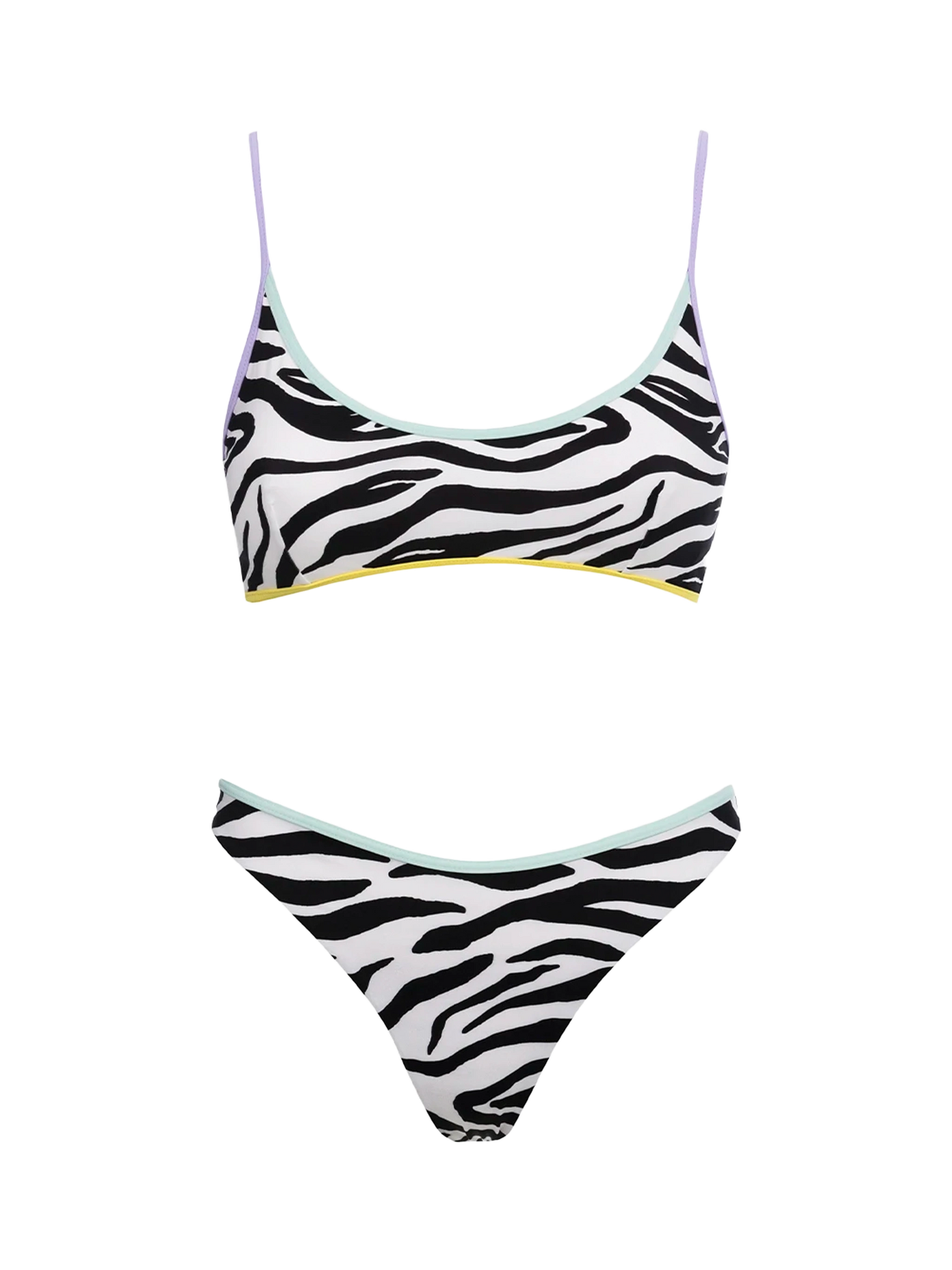 Damen Zebra-Bralette-Bikini Judy Naomi mit Paspelierung