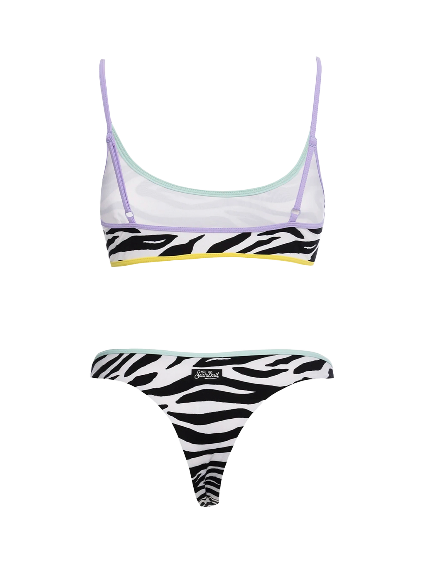 Damen Zebra-Bralette-Bikini Judy Naomi mit Paspelierung