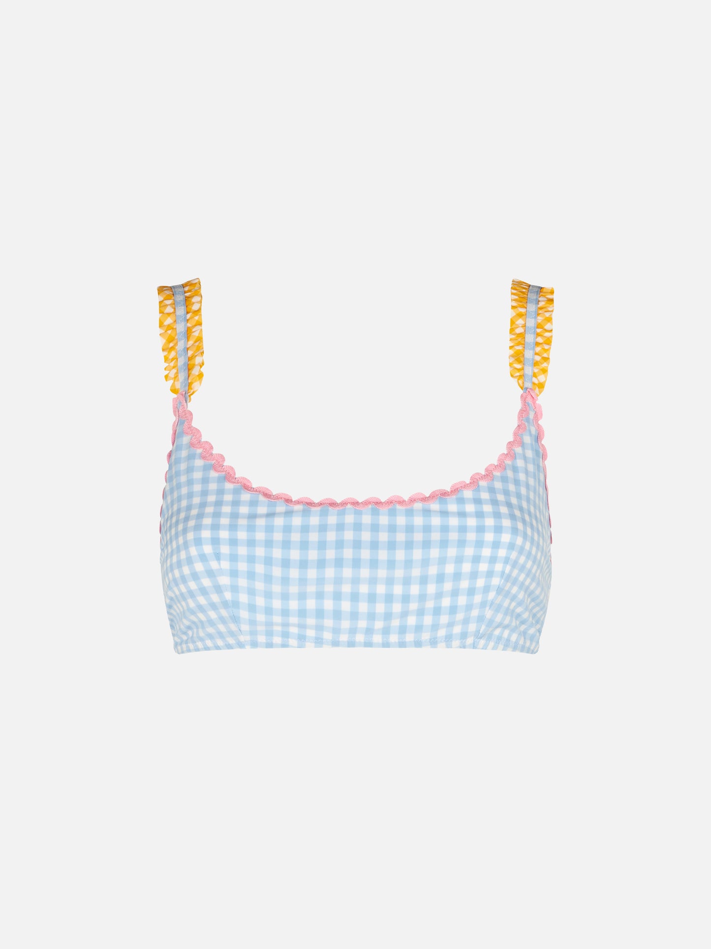 Woman bralette swimsuit with gingham print