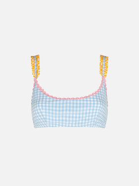 Woman bralette swimsuit with gingham print