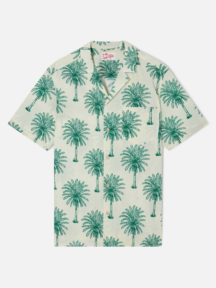 Camicia in cotone Kalea a maniche corte con stampa palme