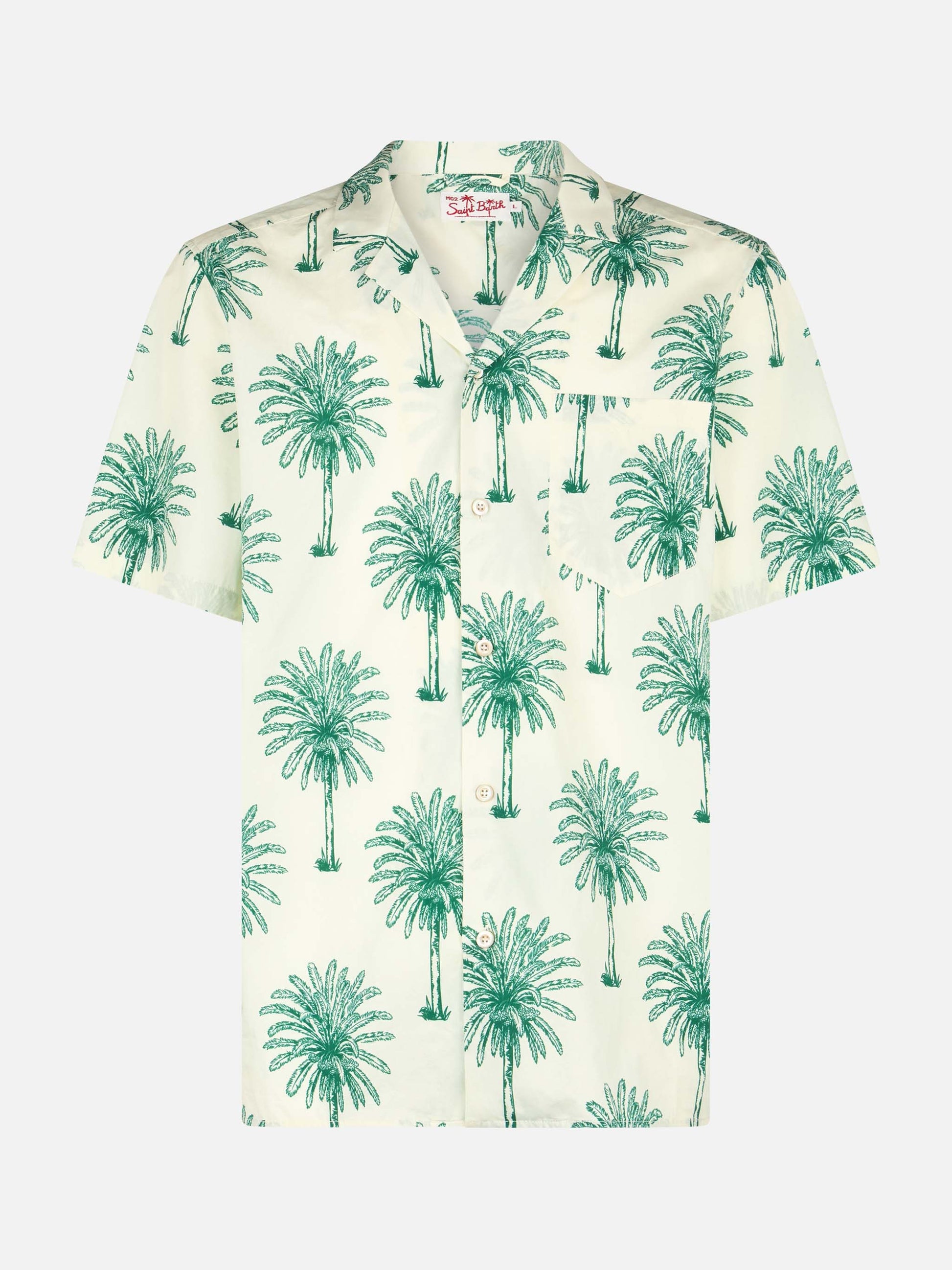 Man cotton shirt Kalea with palm print - MC2 Saint Barth