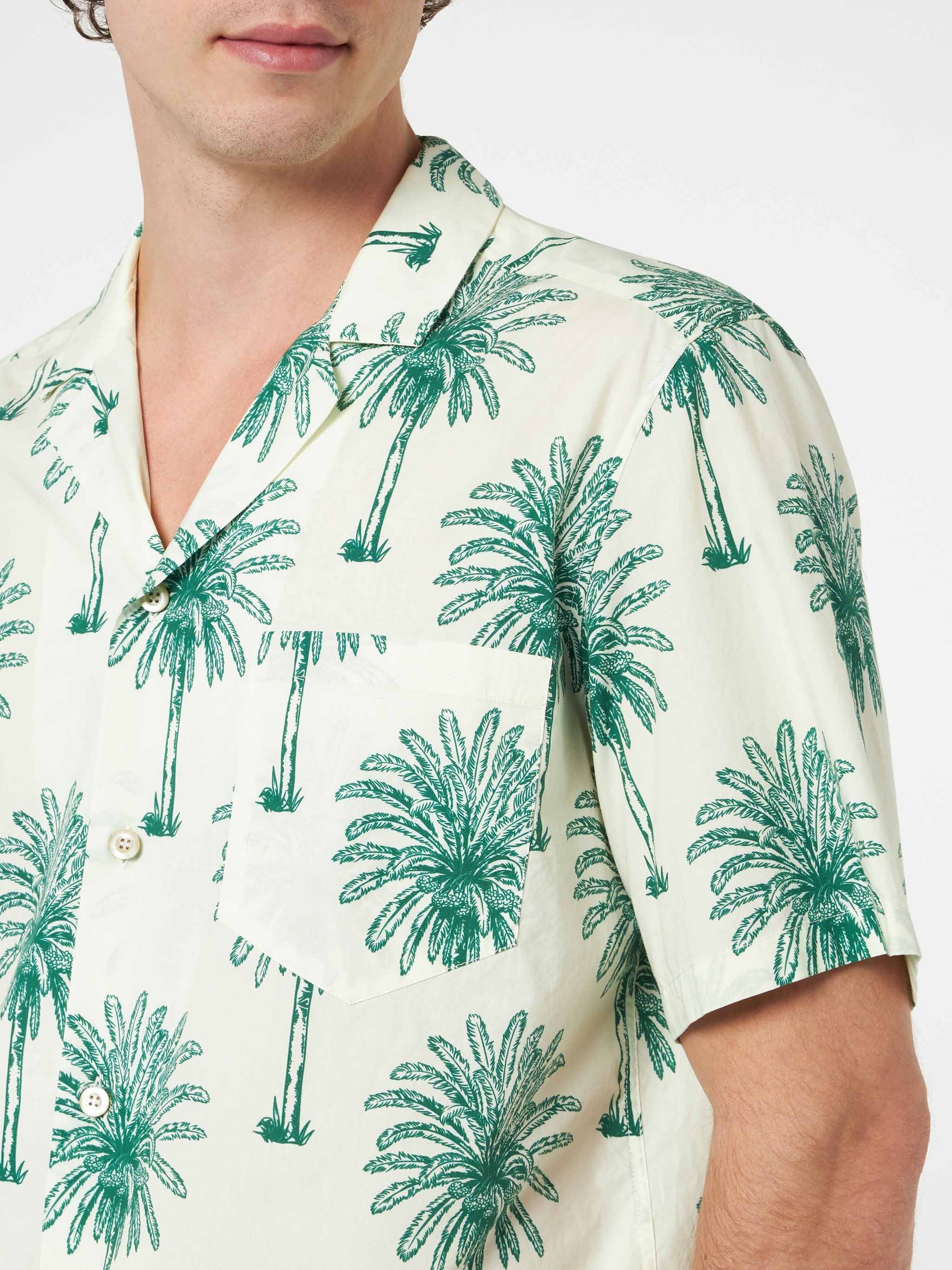 Man cotton shirt Kalea with palm print - MC2 Saint Barth