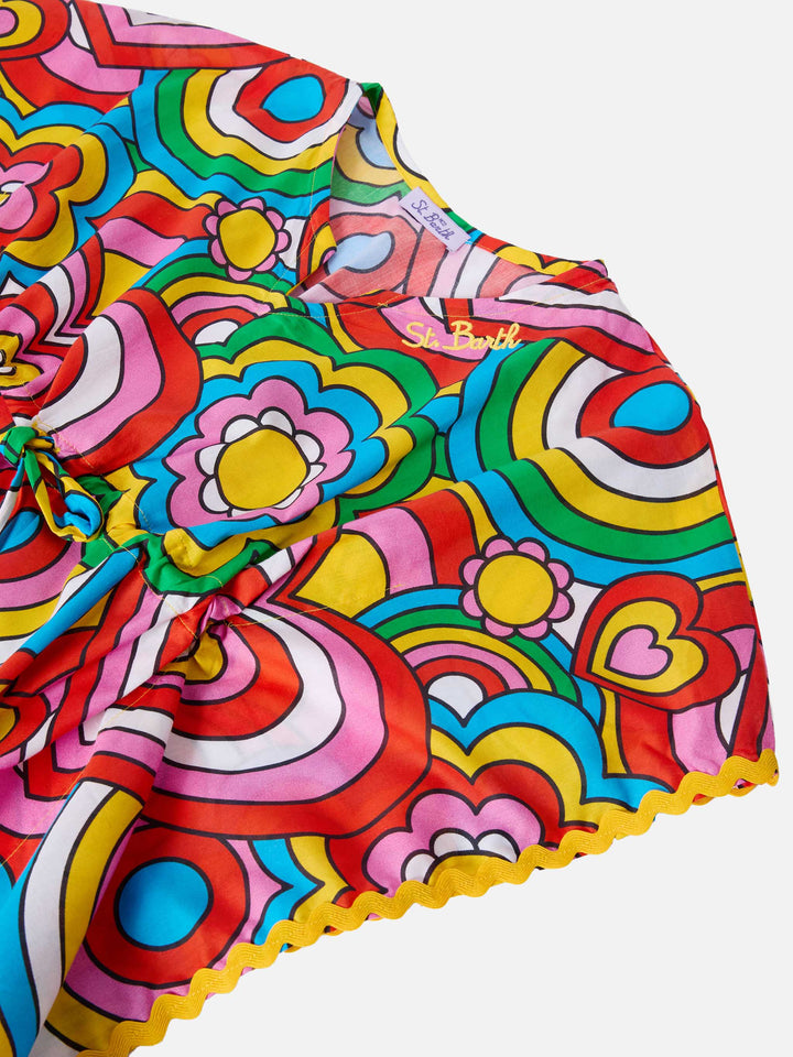 Poncho Kate con stampa multicolore