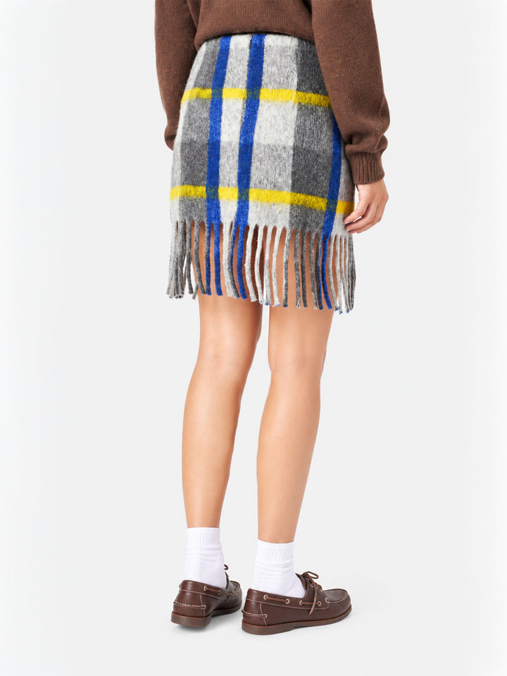 Katrine skirt with fringes and tartan pattern