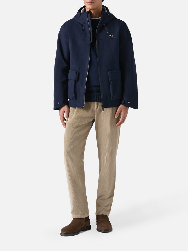 Marineblaue Windjacke mit Kapuze von Kauris