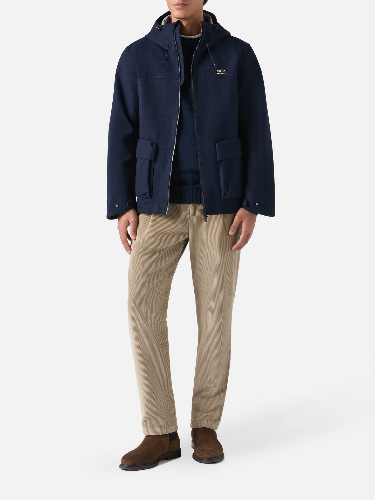 Marineblaue Windjacke mit Kapuze von Kauris