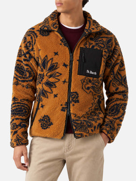 Giacca Keystone in sherpa con fantasia all-over su fondo senape