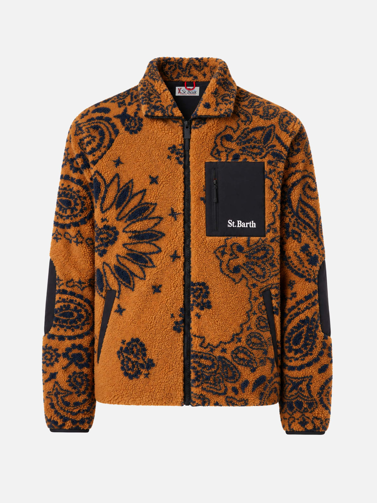 Giacca Keystone in sherpa con fantasia all-over su fondo senape