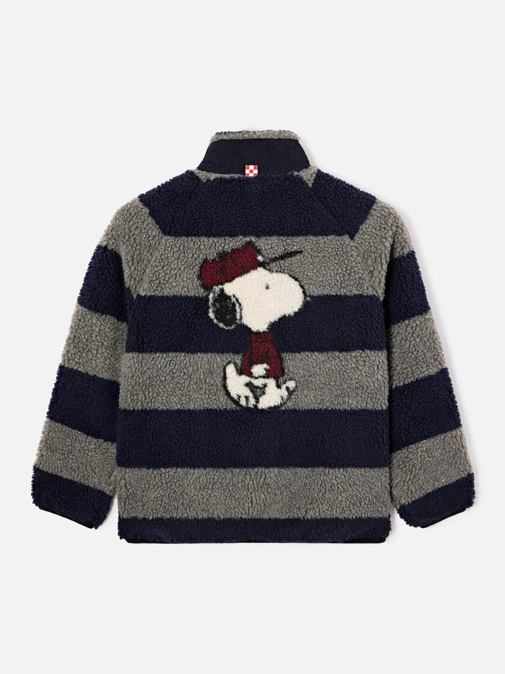 Veste teddy Keystone grise avec intarsia Snoopy au dos | Special edition 