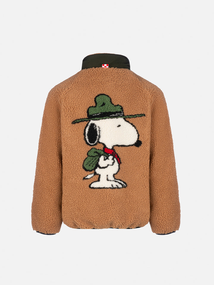 Boy sherpa beige jacket Keystone with Snoopy print | SNOOPY PEANUTS SPECIAL EDITION - MC2 Saint Barth