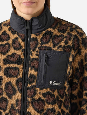 Teddy-fleece jacket Keystone with leopard print