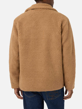 Veste teddy Keystone beige avec fermeture zippée 