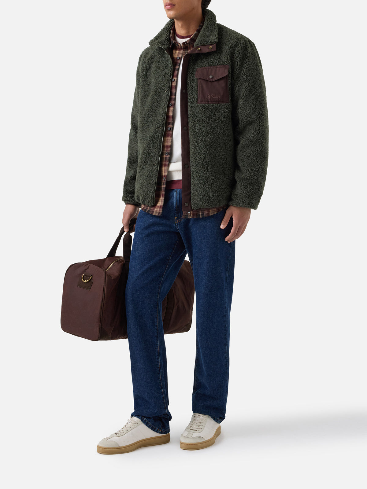 Veste teddy Keystone vert militaire avec fermeture zippée 