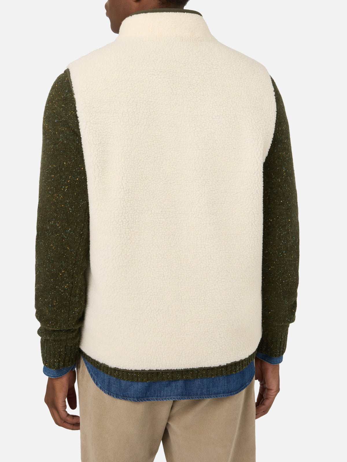 Chaleco teddy Keystone Off white con cierre de cremallera 