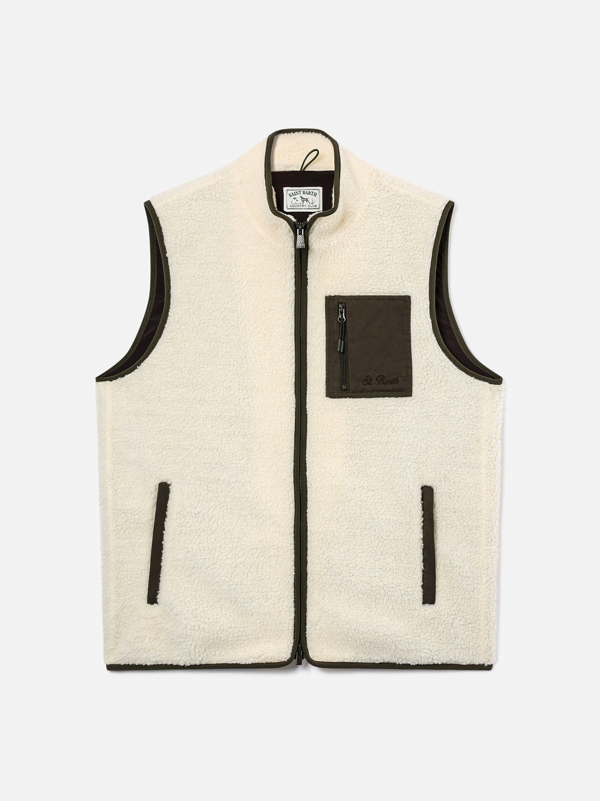 Chaleco teddy Keystone Off white con cierre de cremallera 