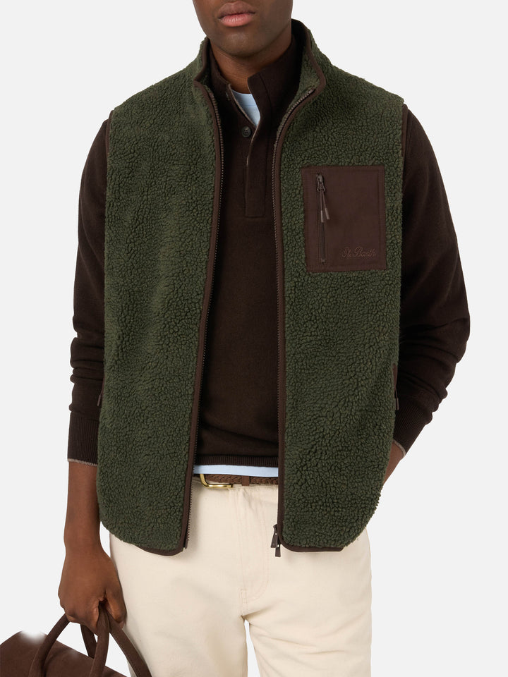 Teddy-Weste Keystone in Military Green mit Reißverschluss 