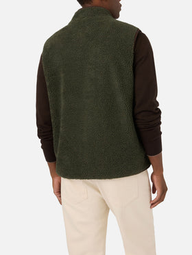 Chaleco teddy Keystone verde militar con cierre de cremallera 