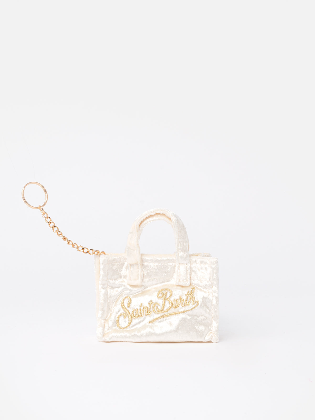 White chenille fabric Key Holder with logo embroidery - MC2 Saint Barth