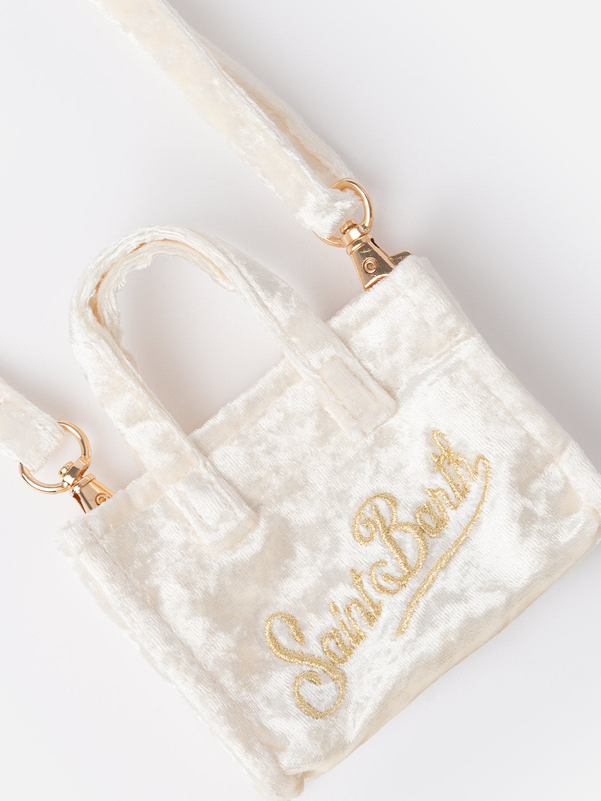 White chenille fabric Key Holder with logo embroidery - MC2 Saint Barth