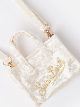 White chenille fabric Key Holder with logo embroidery - MC2 Saint Barth