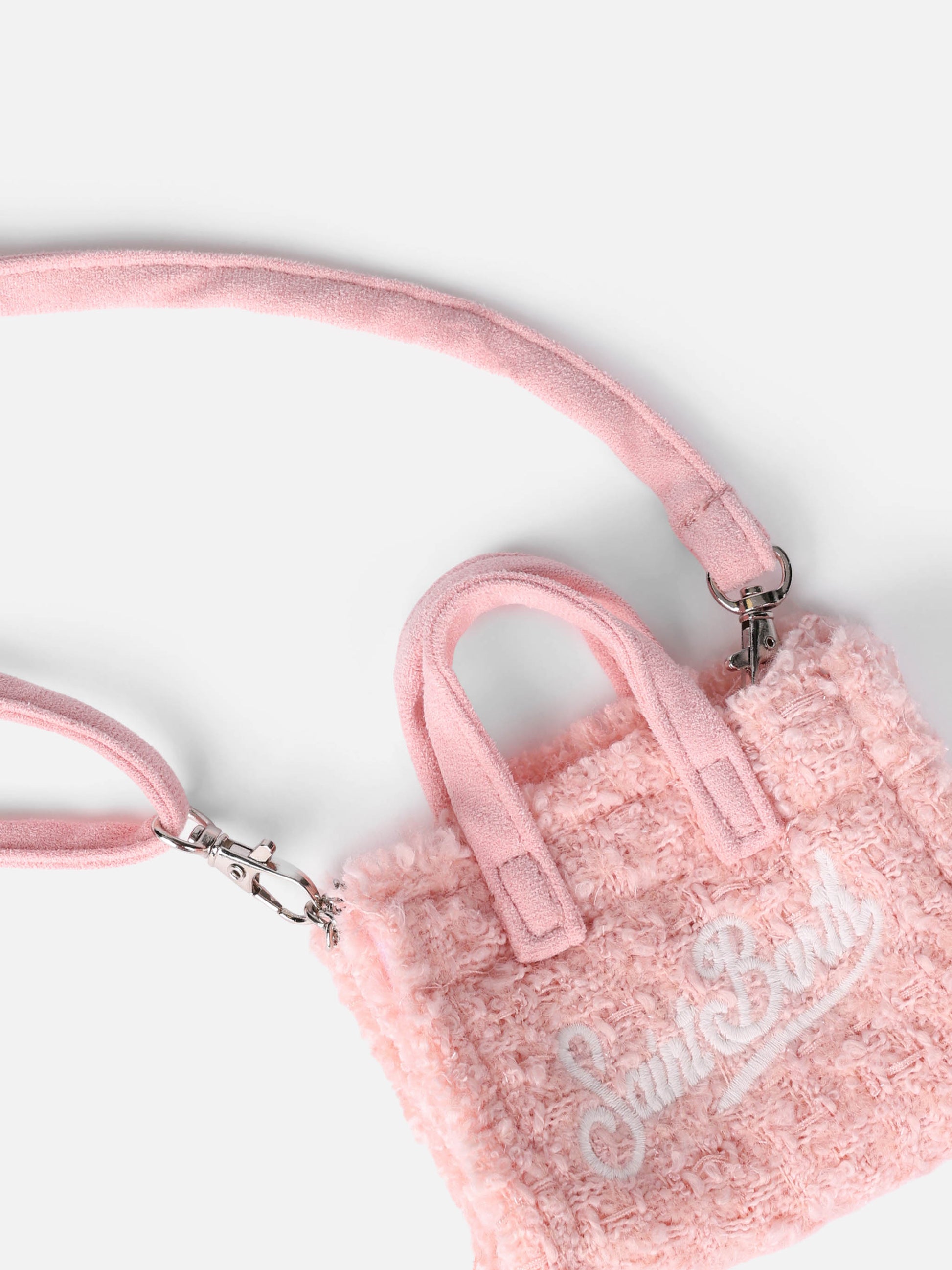 Pink tweed fabric Key Holder with logo embroidery - MC2 Saint Barth