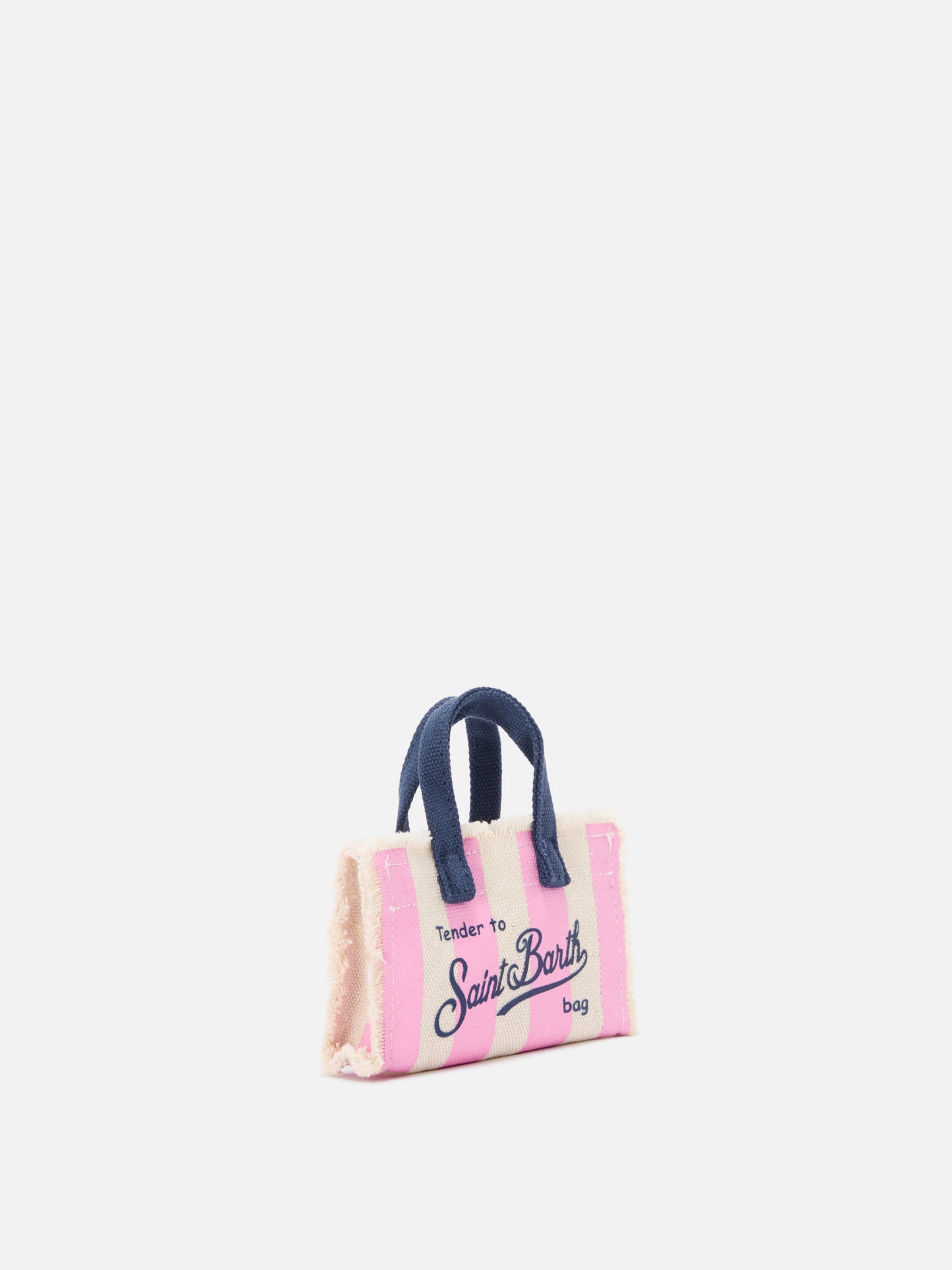 Mini-Taschenanhänger aus gestreiftem Stoff mit aufgesticktem Logo 