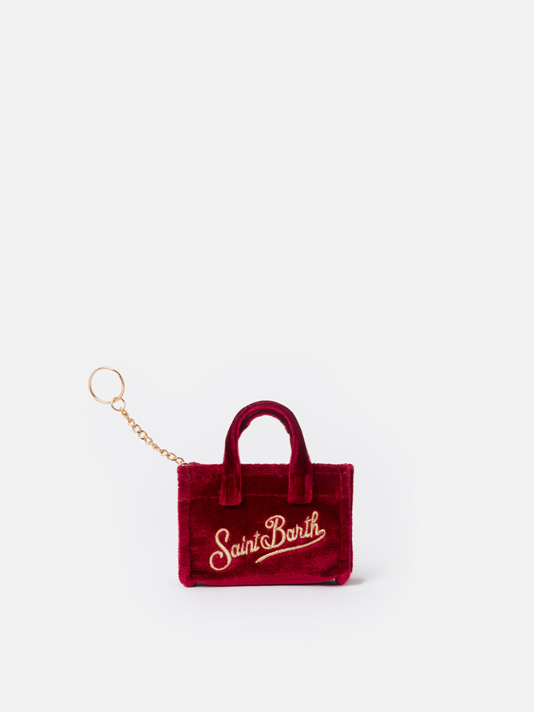 Burgundy velvet fabric Key Holder with logo embroidery - MC2 Saint Barth