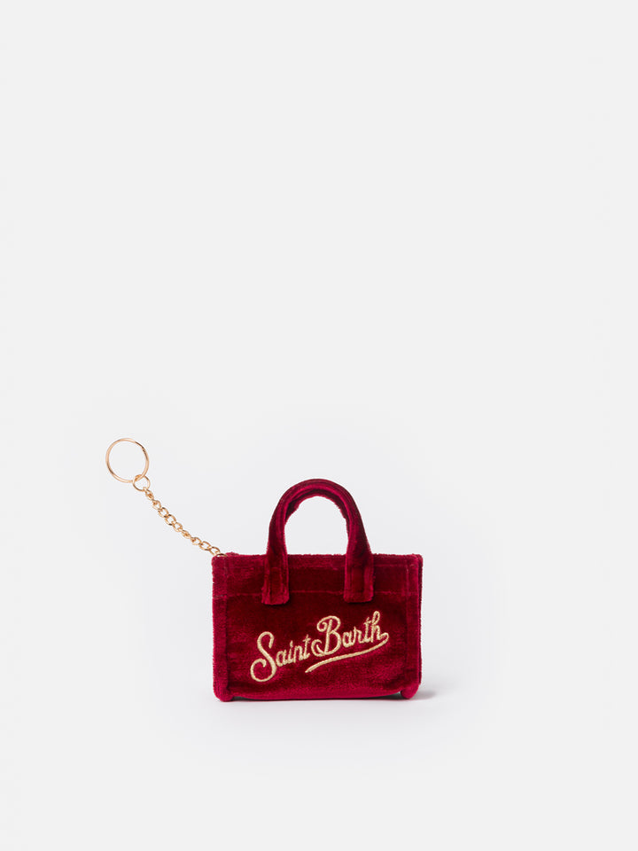 Burgundy velvet fabric Key Holder with logo embroidery - MC2 Saint Barth