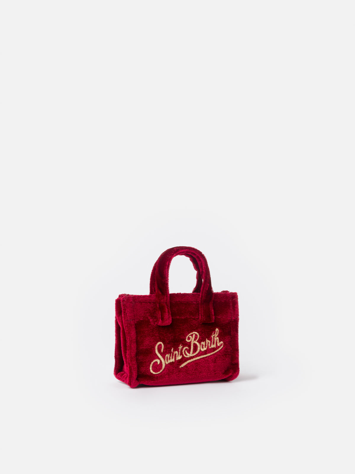 Burgundy velvet fabric Key Holder with logo embroidery - MC2 Saint Barth