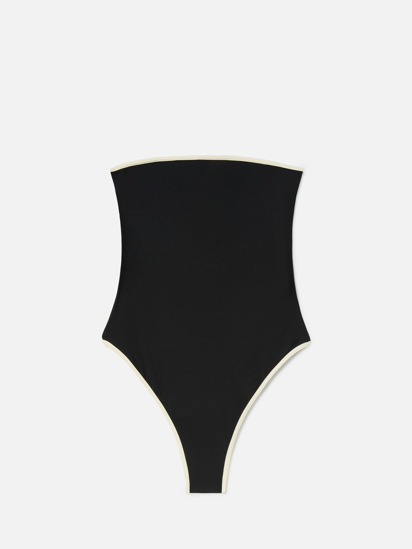 Khyra String bandeau black one-piece swimsuit with contrast details
