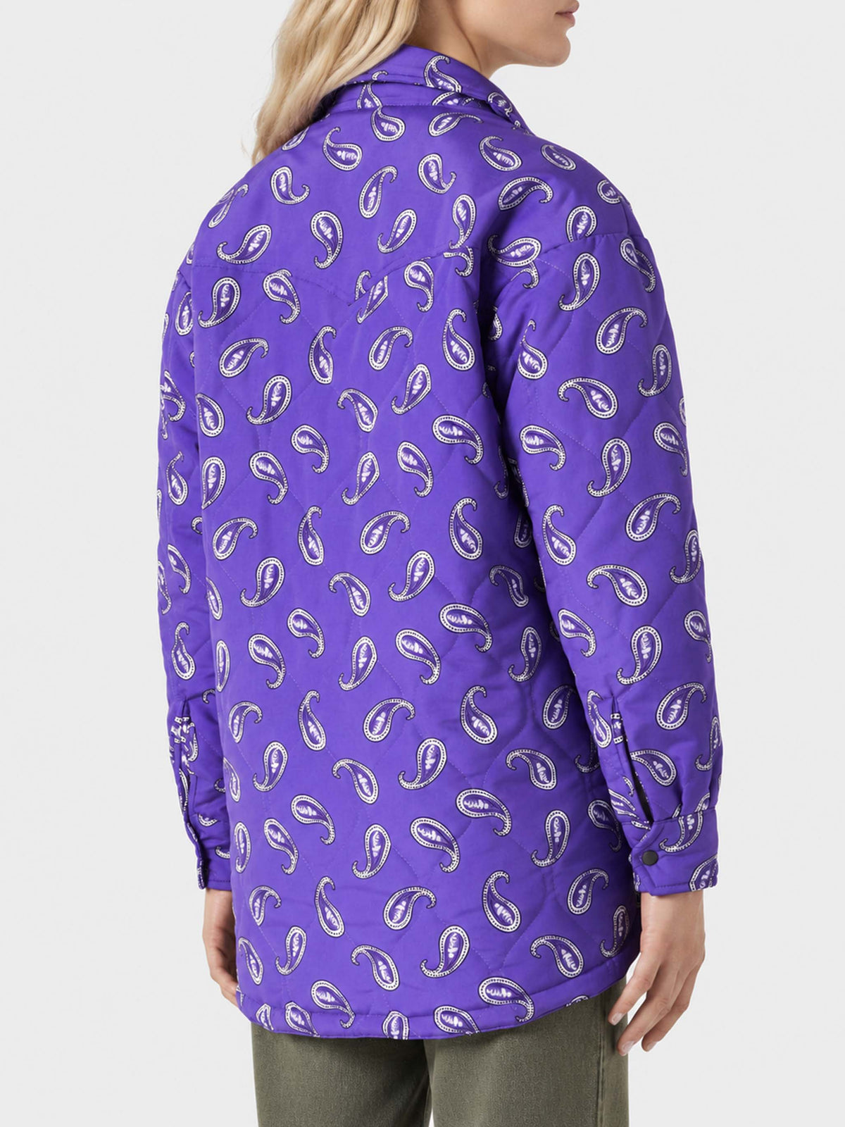 Chaqueta acolchada Purple Kimmy con estampado paisley 