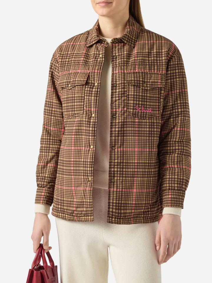 Quilted padded lightweight jacket Kimmy with pied de poule print