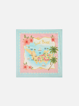 Foulard Kitana de pura seda con estampado del mapa de St. Barth 