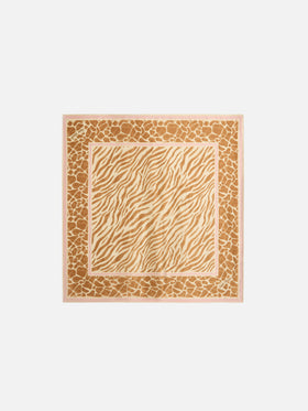 Foulard Kitana en pure soie avec imprimé animalier beige 
