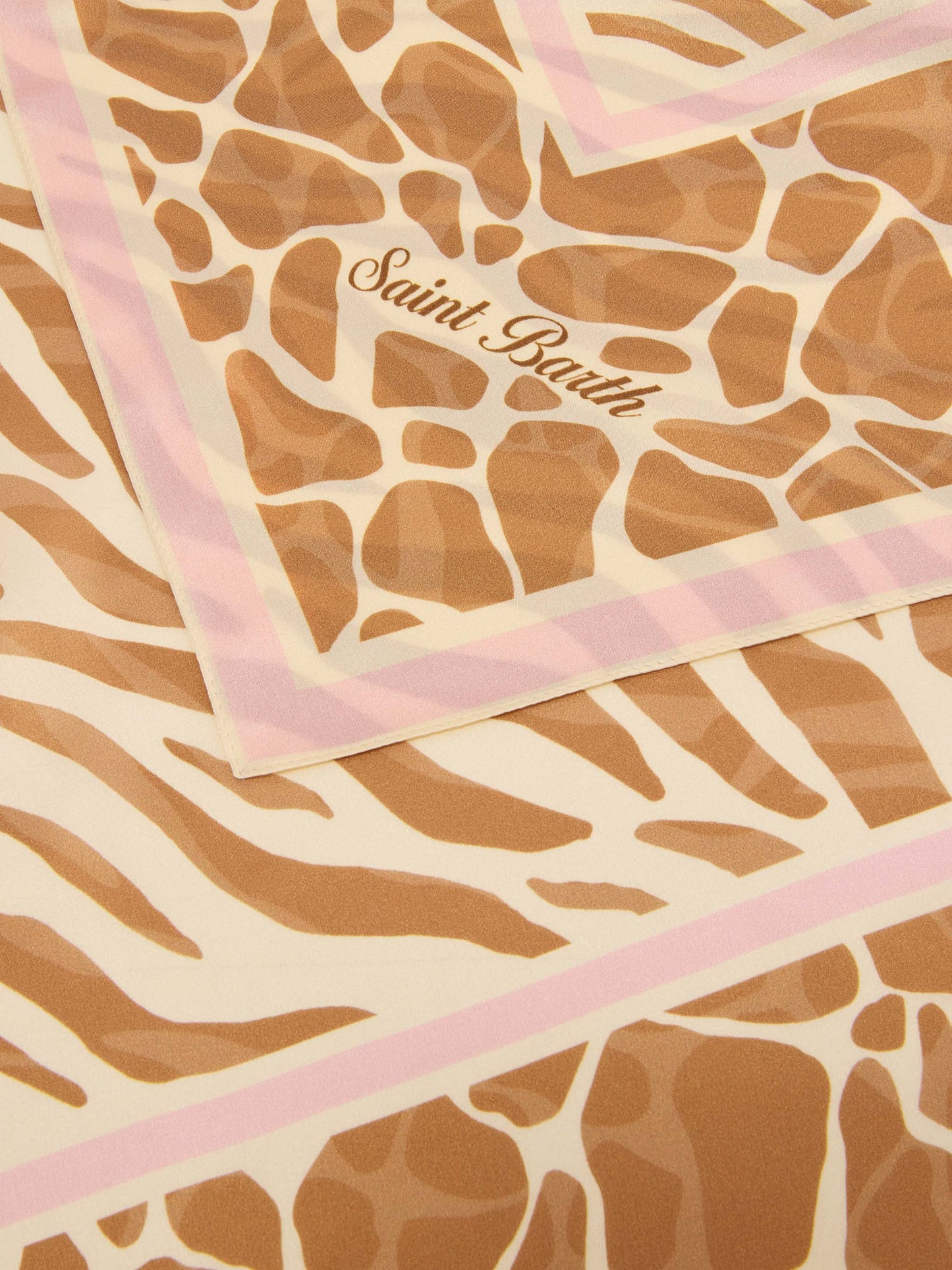 Foulard Kitana en pure soie avec imprimé animalier beige 