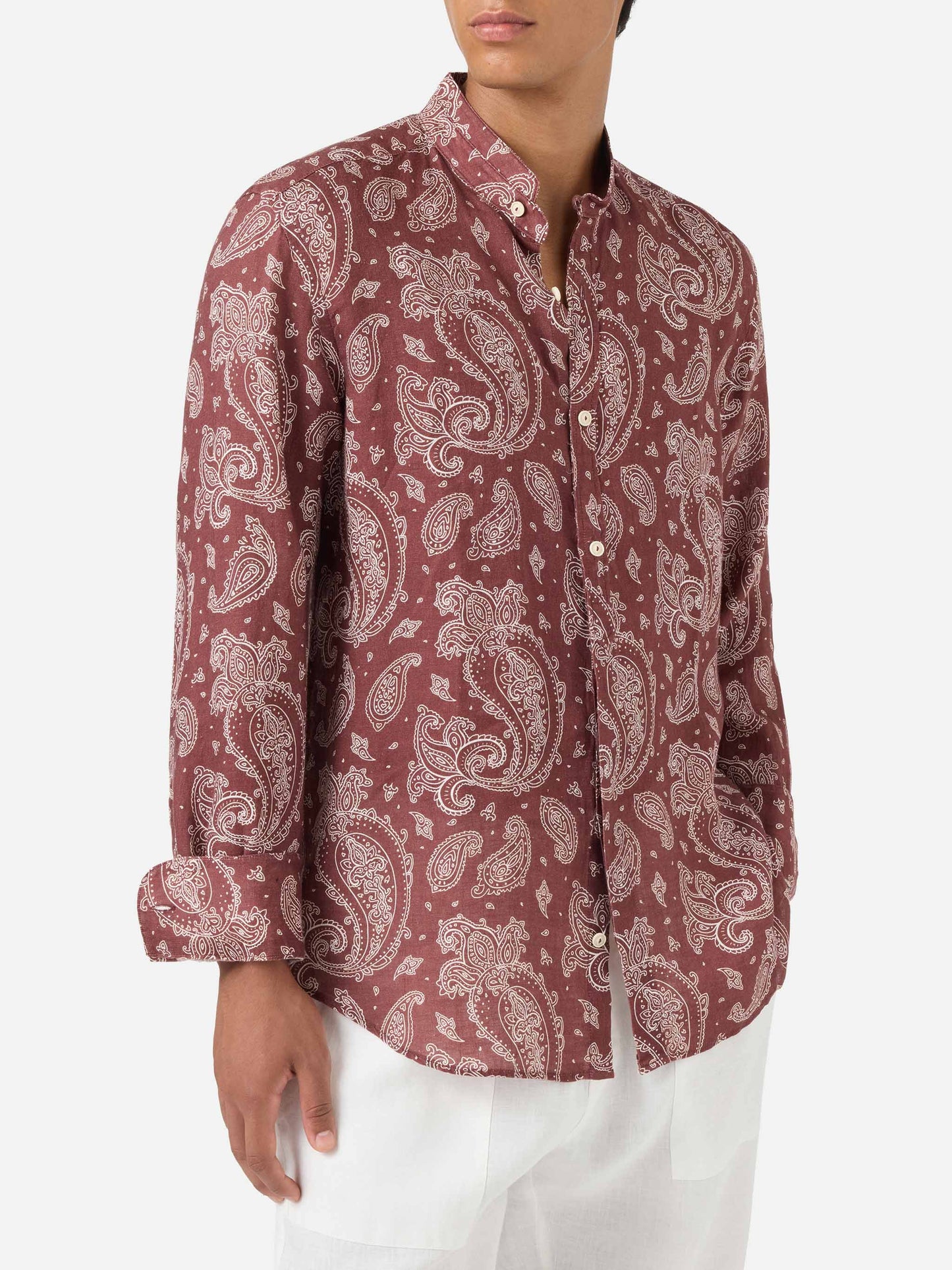 Camicia Klarke stampa paisley marrone