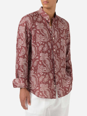 Camicia Klarke stampa paisley marrone