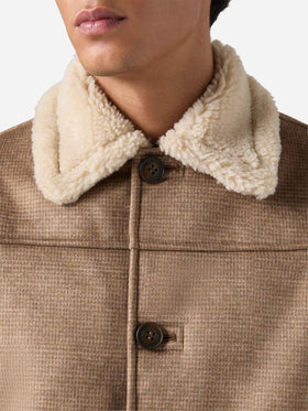 Kells pied de poule jacket with faux shearling collar