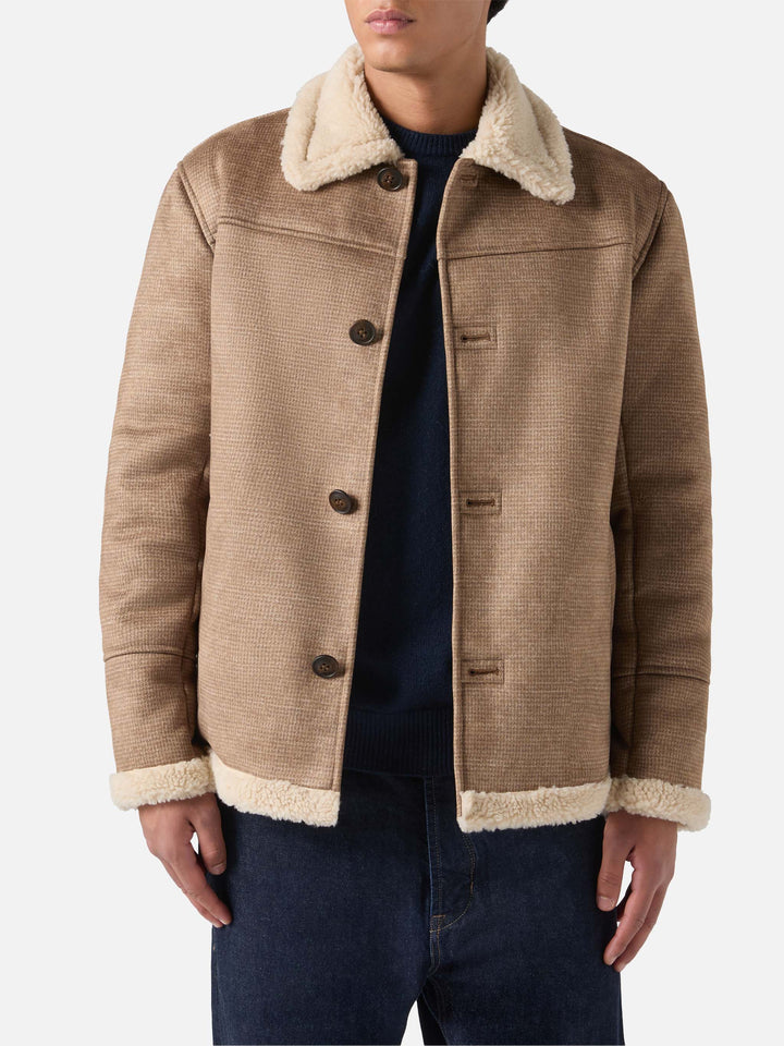 Kells pied de poule jacket with faux shearling collar