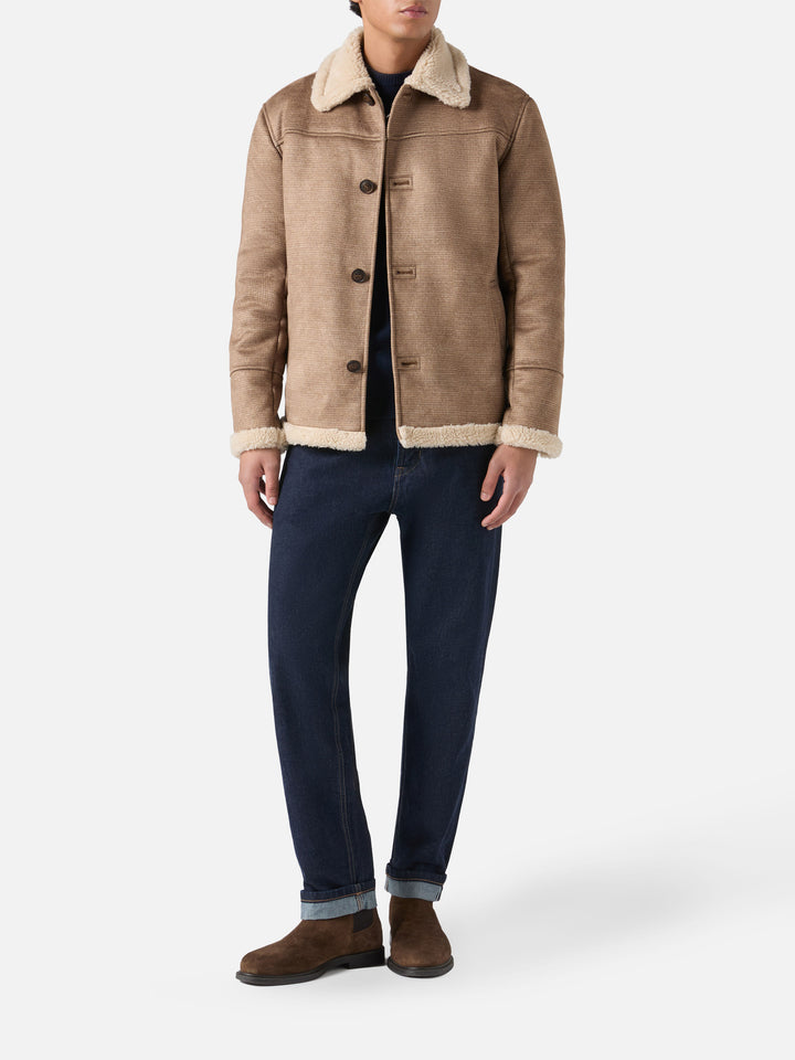 Kells pied de poule jacket with faux shearling collar
