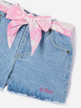 Kiko Jr cotton denim dhorts with broderie details
