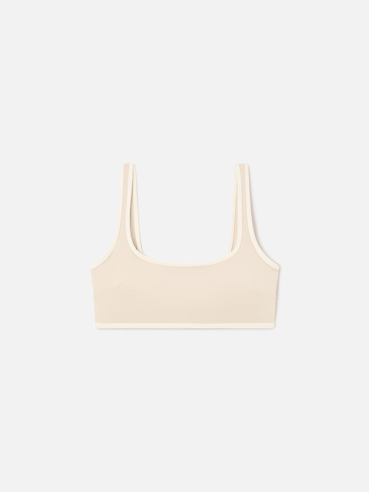 Beige Kassie fitness top with contrasting trim