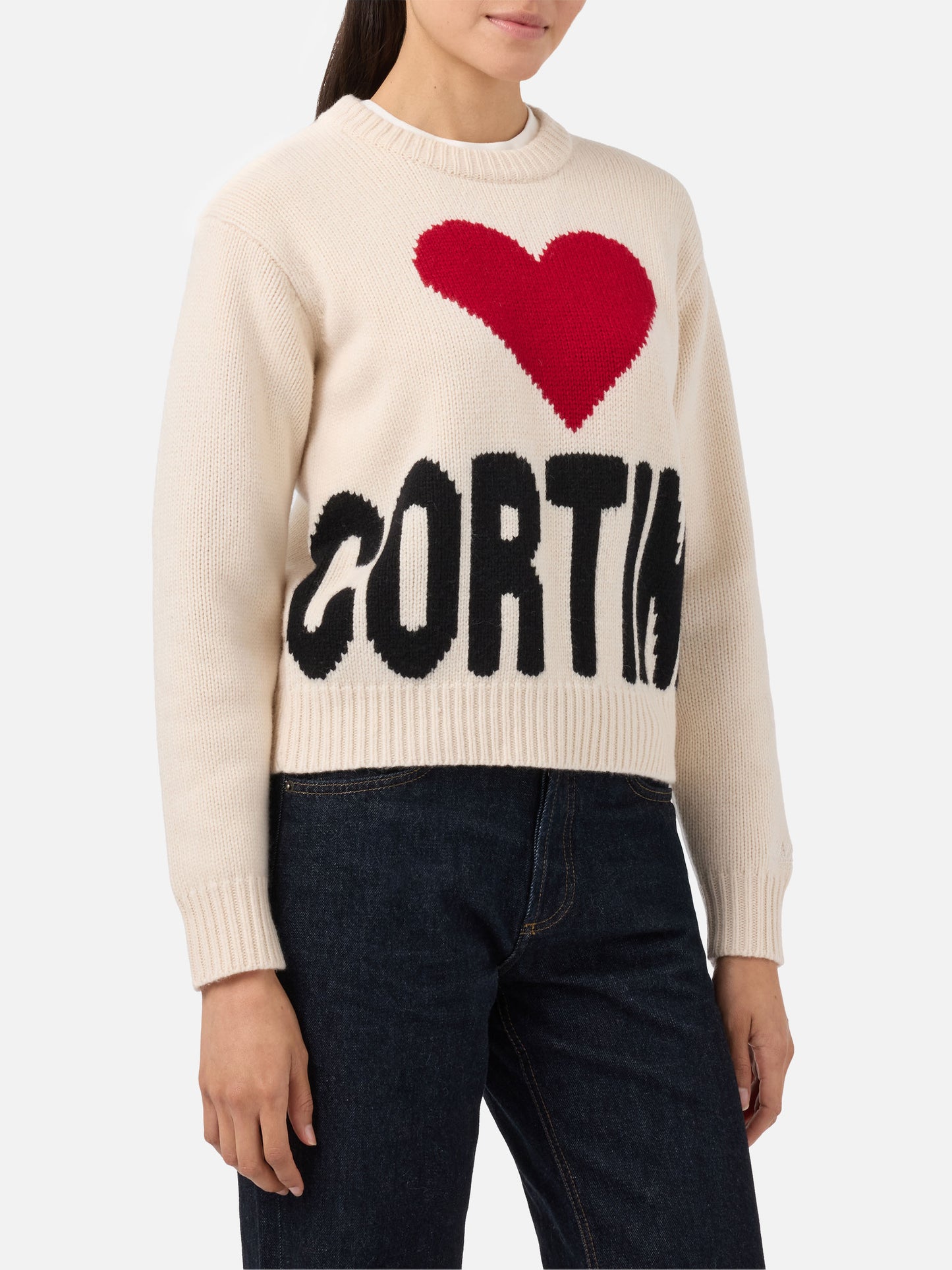 Kyla Wollpullover in Weiß mit Cortina-Jacquard