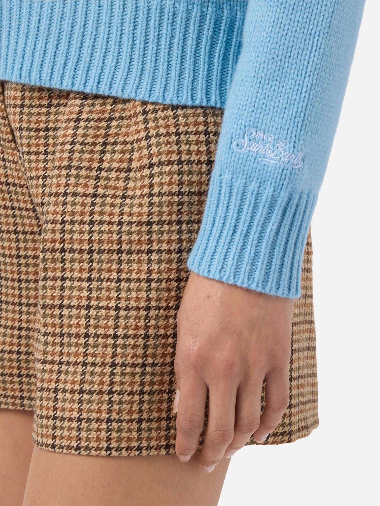 Kyla Wollpullover in Hellblau mit Snow-Jacquardmuster