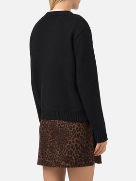 Maglione Kyla in lana nero con jacquard Après