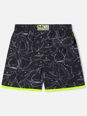 Boy swim shorts with shark print