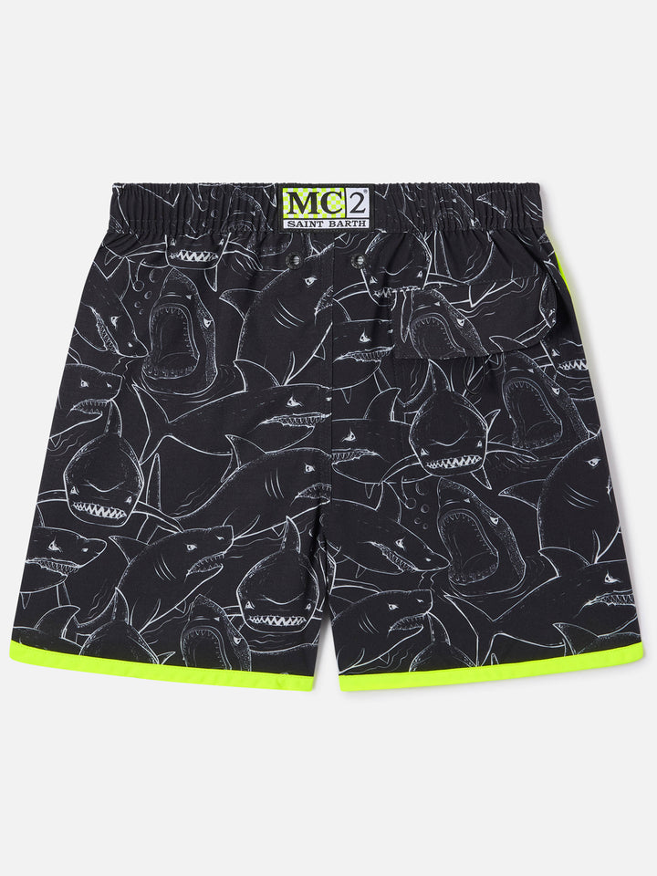 Boy swim shorts with shark print